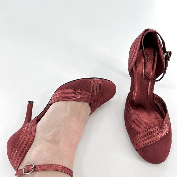 KIMEL  DESIGH STUDIO VERO CUOIO  LADIES SHOES HEELS SIZE 7 Burgundy Suede - Picture 12 of 12